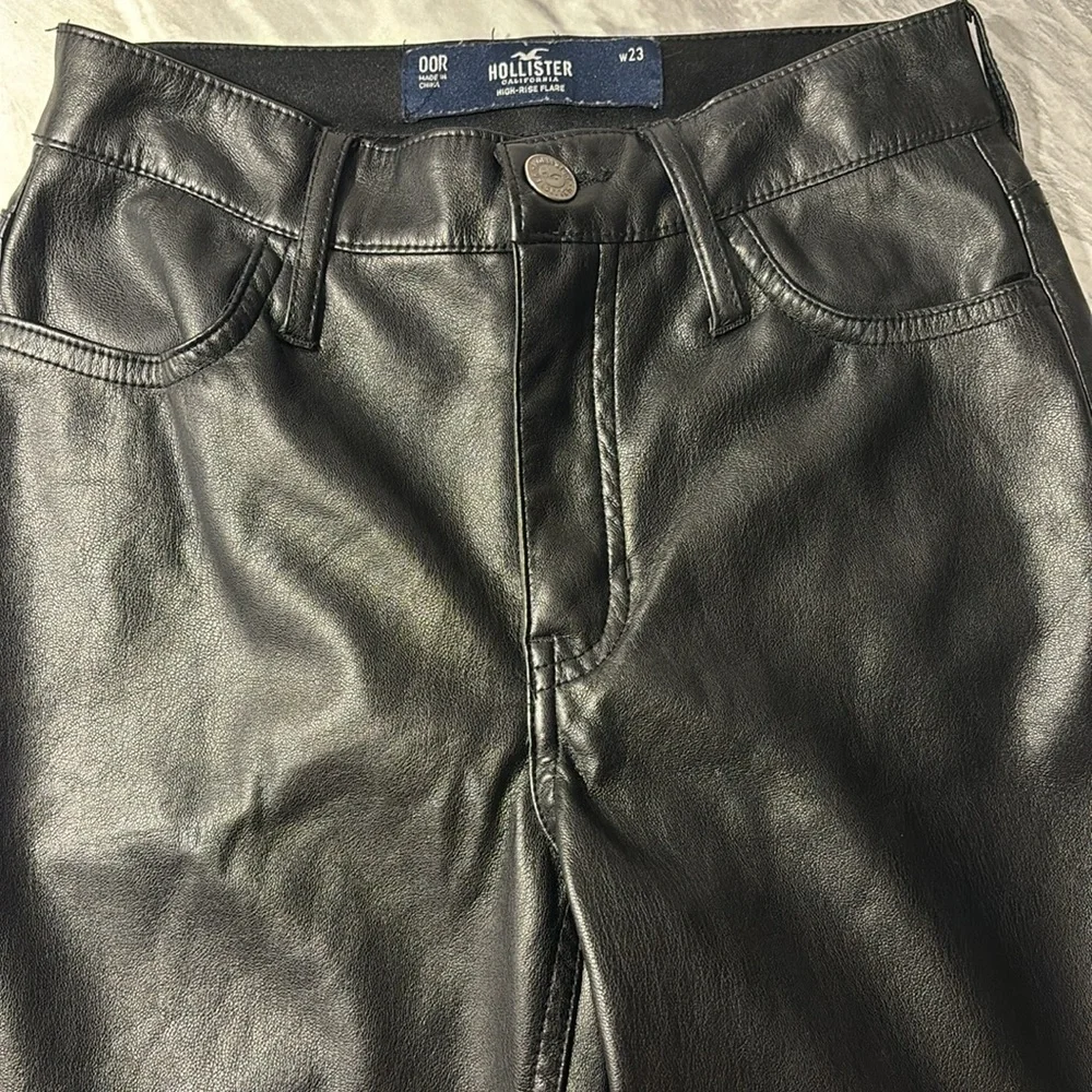 Hollister faux leather high rise flare pants. - Picture 7 of 9